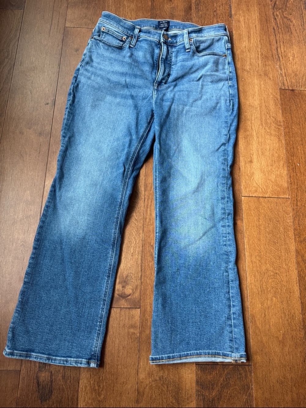J. Crew Medium Blue Flared Wide-Leg Jeans cropped